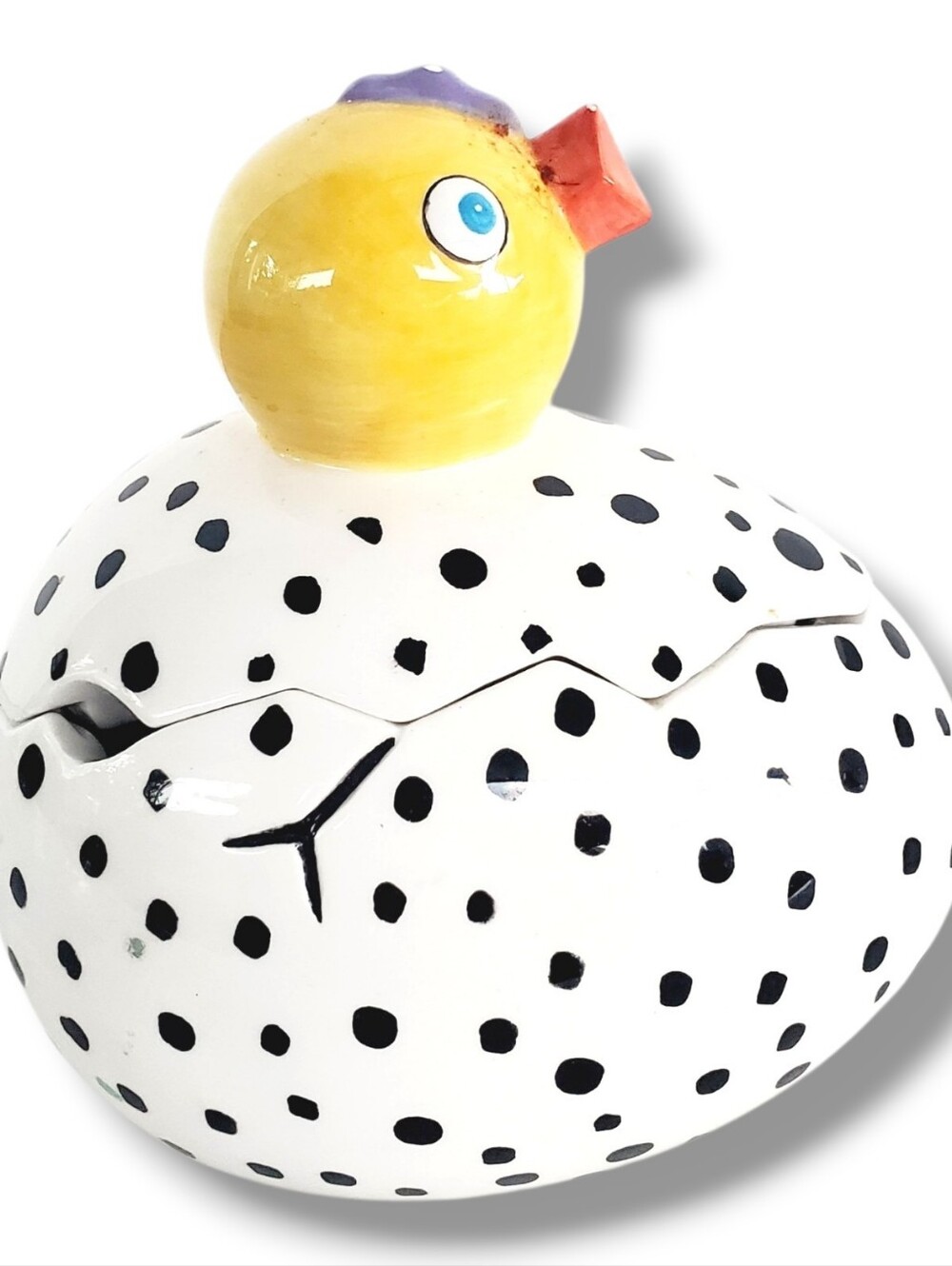 Department 56 Cracked Black White Polka Dot Egg Chick Jam Jar Easter